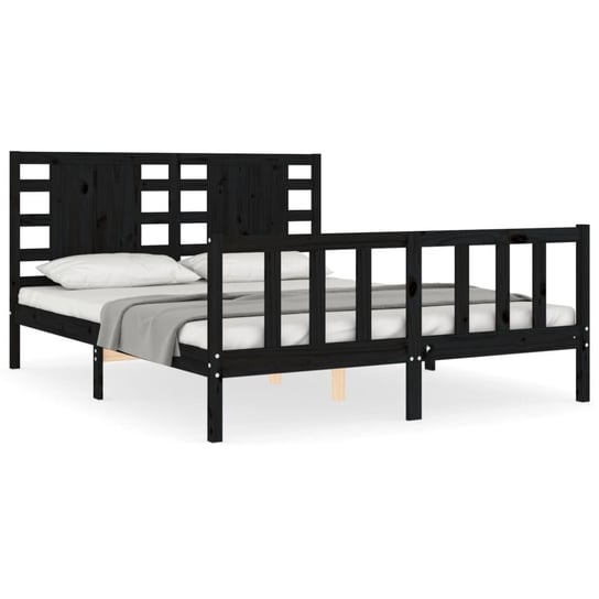 Drewniane łóżko czarne 205,5x155,5x100 cm Inna marka