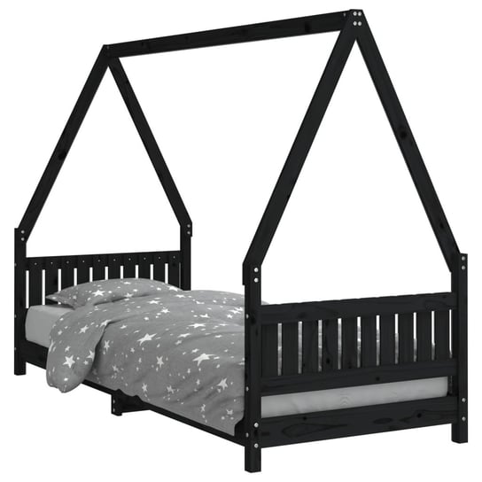 Drewniane łóżko dla dzieci, czarne, 205,5x85,5x146 / AAALOE Zakito