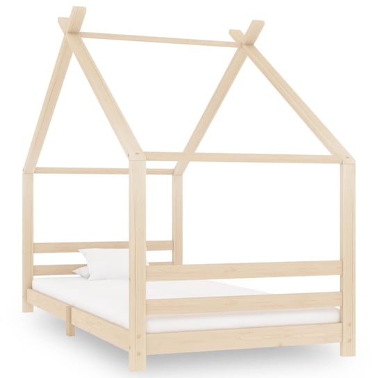 Drewniane łóżko domek dla dzieci 90x200cm - natura Inna marka