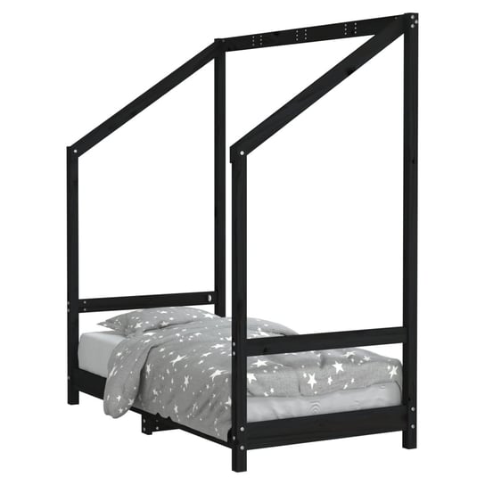 Drewniane łóżko dziecięce 70x140 cm, czarne Inna marka