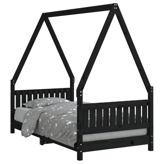 Drewniane łóżko dziecięce z zadaszeniem, czarne, 1 / AAALOE Zakito