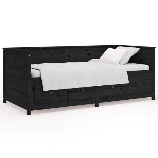 Drewniane łóżko dzienne 197,5x97x80 cm, czarne Inna marka