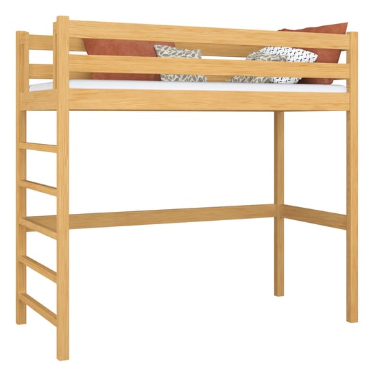 Drewniane łóżko na antresoli N01 sosna naturalna 100x180 N-Wood