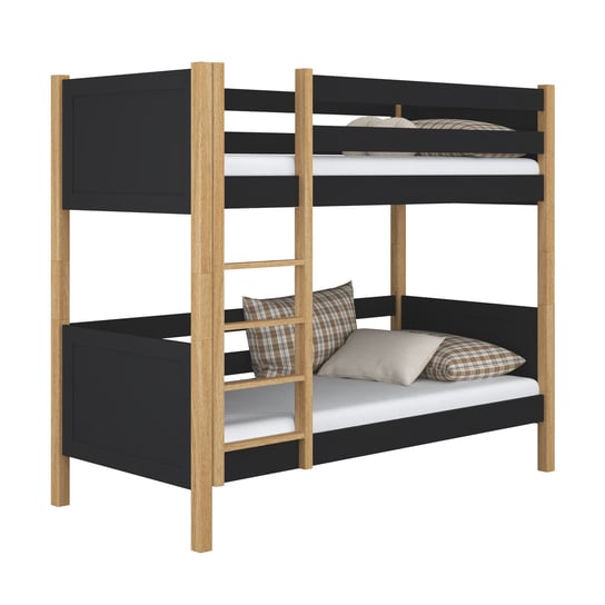 Drewniane łóżko piętrowe N02 czarno dębowy 100x180 N-Wood