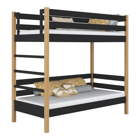 Drewniane łóżko piętrowe N03 czarno dębowy 100x180 N-Wood