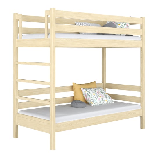 Drewniane łóżko piętrowe N03 sosna bezbarwna 100x180 N-Wood