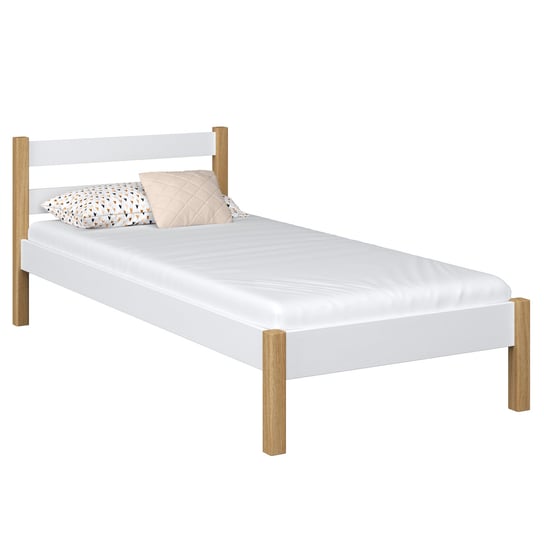 Drewniane łóżko pojedyncze N01 biało dębowe 100x180 N-Wood