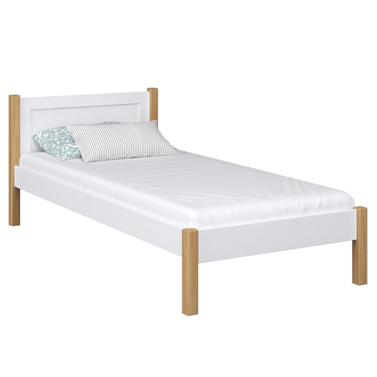 Drewniane łóżko pojedyncze N02 biało dębowy 100x180 N-Wood