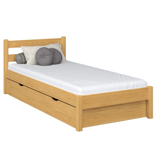 Drewniane łóżko pojedyncze z szufladą N01 sosna naturalna 100x180 N-Wood