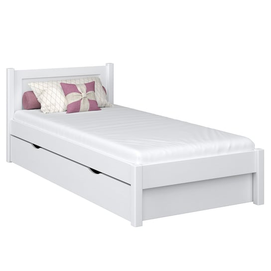 Drewniane łóżko pojedyncze z szufladą N02 biały 100x180 N-Wood