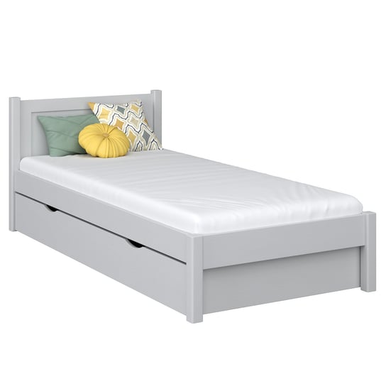 Drewniane łóżko pojedyncze z szufladą N02 popielaty 100x190 N-Wood