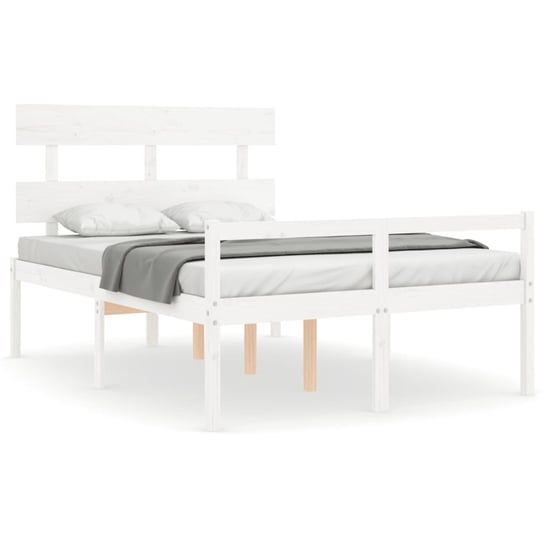 Drewniane łóżko seniora, 195,5x140,5x81 cm, białe Zakito