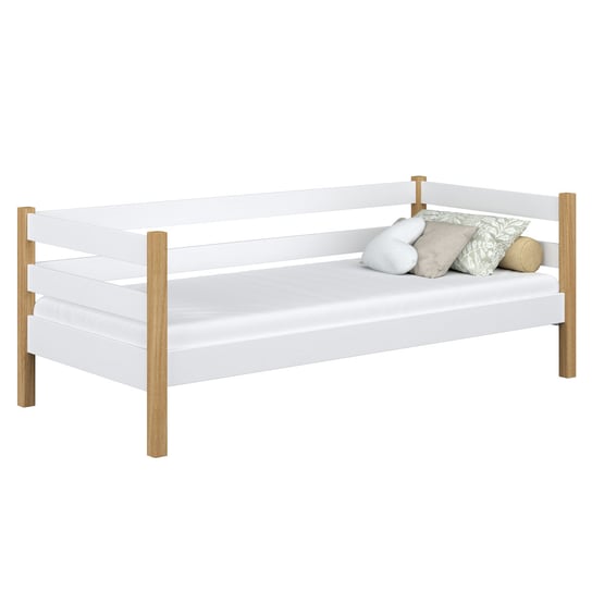 Drewniane łóżko sofa N01 biało dębowy 100x180 N-Wood