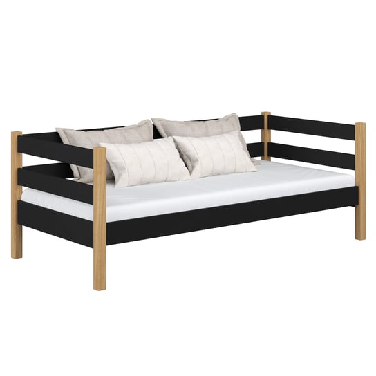Drewniane łóżko sofa N01 czarno dębowy 100x180 N-Wood