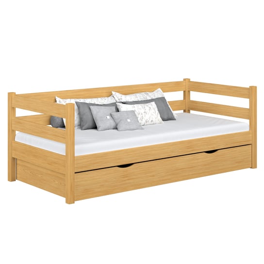 Drewniane łóżko sofa z szufladą N01 sosna naturalna 100x200 N-Wood
