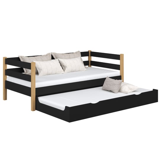Drewniane łóżko sofa z szufladą na materac N01 czarno dębowy 100x180 N-Wood