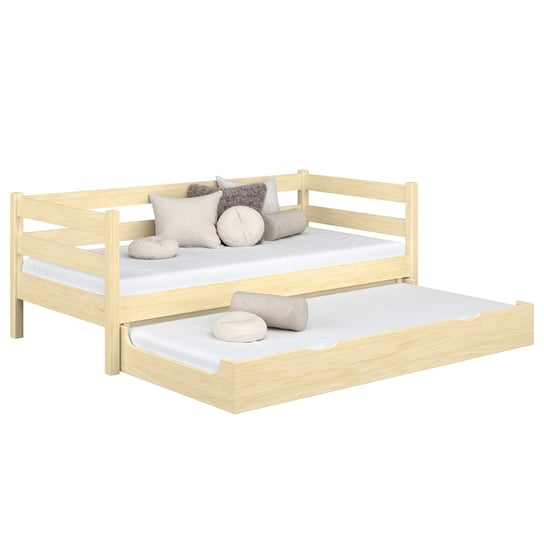 Drewniane łóżko sofa z szufladą na materac N01 sosna bezbarwna 80x190 N-Wood