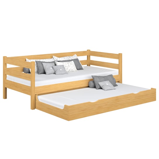 Drewniane łóżko sofa z szufladą na materac N01 sosna naturalna 100x180 N-Wood