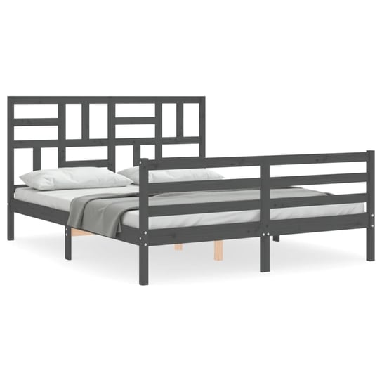 Drewniane łóżko szare 205,5 x 165,5 x 104 cm Inna marka