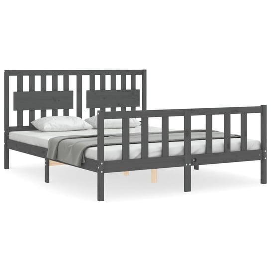 Drewniane łóżko szare 205,5x165,5x100cm Inna marka