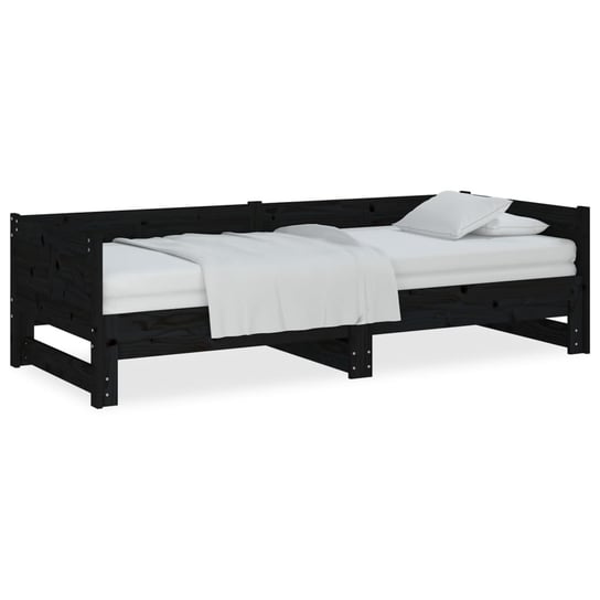 Drewniane łóżko wysuwane, lite sosnowe, czarne, 19 Inna marka