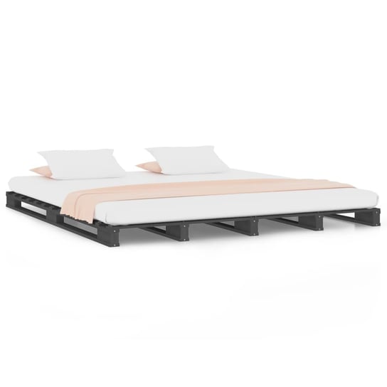 Drewniane łóżko z palet, 200x200 cm, szary Inna marka