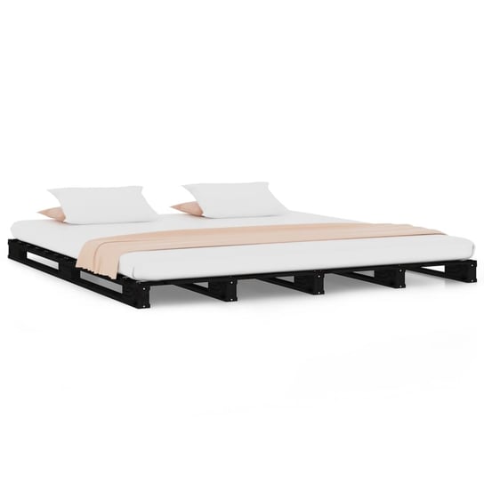 Drewniane łóżko z paletą, 120x200 cm, czarne Inna marka