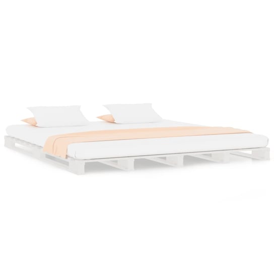 Drewniane łóżko z paletą, białe, 200x160 cm Inna marka