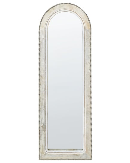 Drewniane lustro ścienne 31 x 91 cm złamana biel SARRY Beliani
