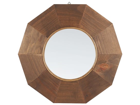 Drewniane lustro ścienne 60 x 60 cm brązowe ASEM Beliani