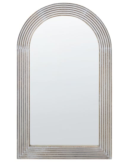 Drewniane lustro ścienne 65 x 107 cm złamana biel CHANDON Beliani