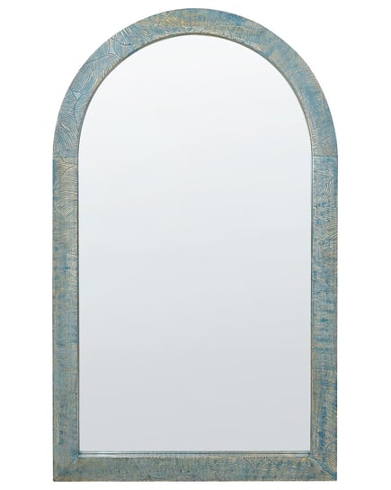 Drewniane lustro ścienne 66 x 109 cm niebieskie MELAY Beliani