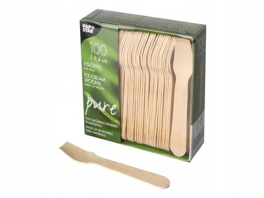 Drewniane łyżeczki do lodów jednorazowe 100 sztuk ABC