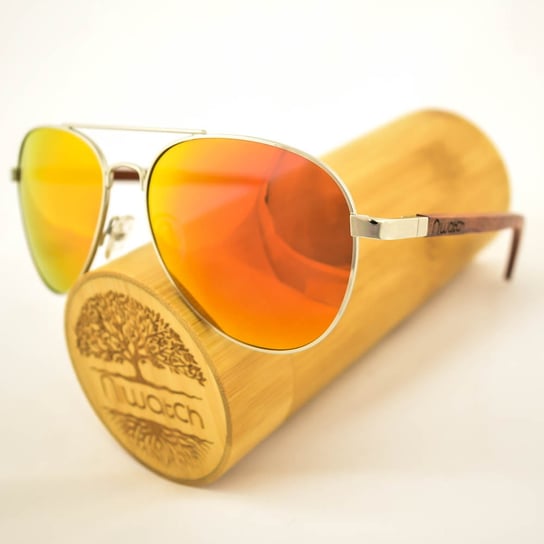 Drewniane okulary przeciwsłoneczne Niwatch Musca Orange Mirror Niwatch