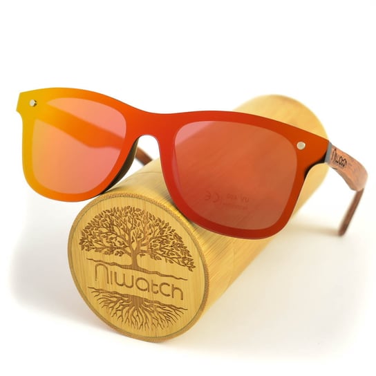 Drewniane okulary przeciwsłoneczne Niwatch Orion Orange Mirror Niwatch