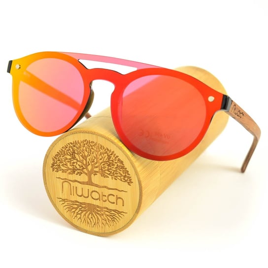 Drewniane okulary przeciwsłoneczne Niwatch Volans Orange Mirror Niwatch