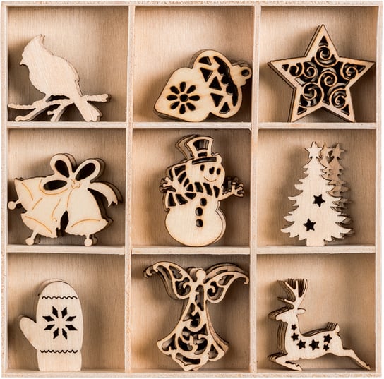 Drewniane ornamenty, dekoracyjne, 4 elementów 