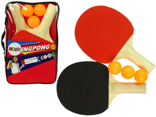 Drewniane Paletki Do Ping Ponga 3 Piłki Pokrowiec Lean Toys