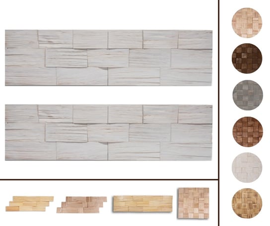 Drewniane panele dekoracyjne na ścianę /2szt/ PSDC – Białe / Wamar-Sosenka Wamar-Sosenka