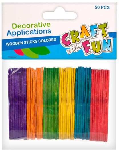 Drewniane patyczki, kolorowe, 50 sztuk Craft With Fun