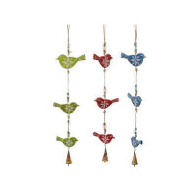 Drewniane ptaki z dzwonkiem, długość 52 cm zielone Inna marka