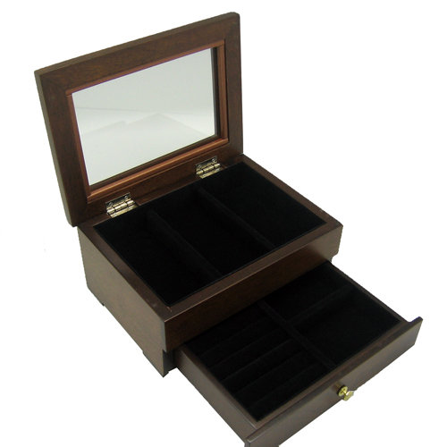 Drewniane pudełko na biżuterię, 19,1×14,1×8,8 cm Empik