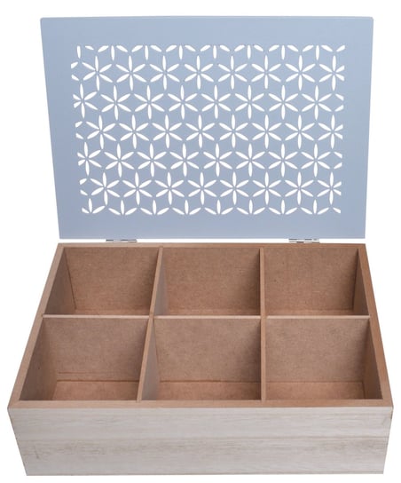 drewniane pudełko na herbatę beżowyowe szare Ewax