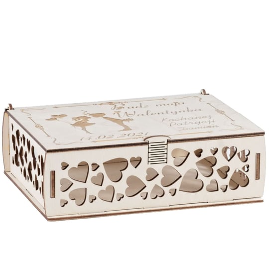 Drewniane pudełko na prezent na Walentynki Manufaktura Graweru