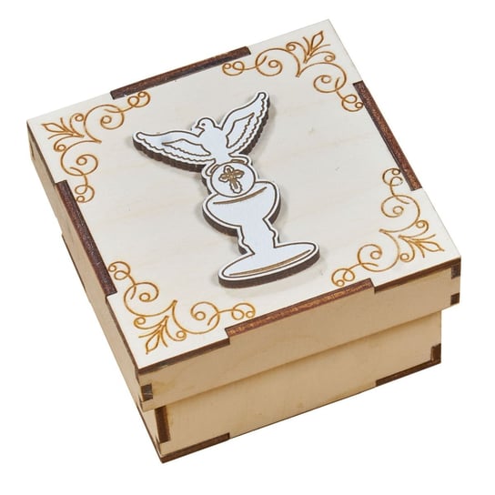 Drewniane pudełko na specjalne okazje - komunia Manufaktura Graweru