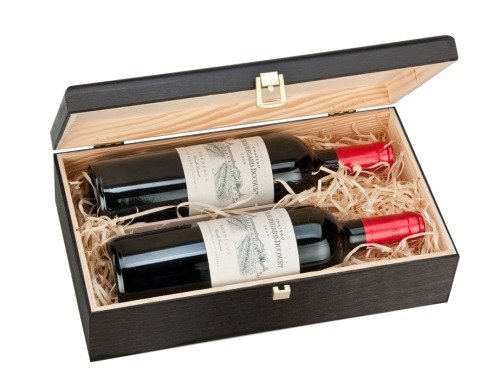 Drewniane pudełko na wino k-982 ex czarne Neopak
