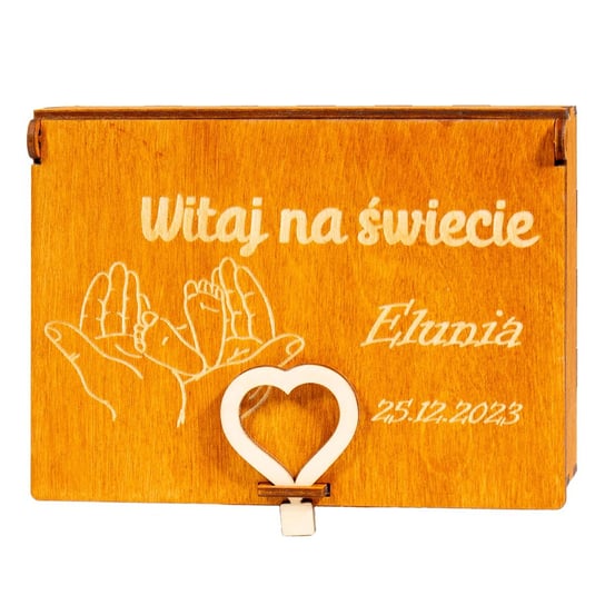 Drewniane pudełko na zdjęcia Ciemny brąz (orzech amer.) 10 cm x 15 cm Manufaktura Graweru