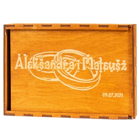 Drewniane pudełko na zdjęcia Odcienie brązu i beżu 10 cm x 15 cm 100 zdjęć Manufaktura Graweru