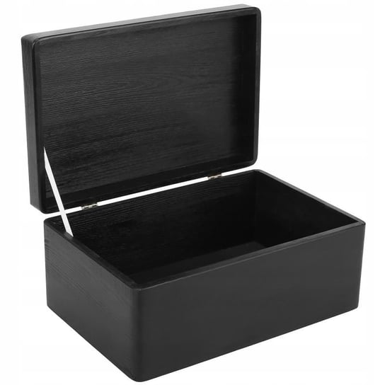 Drewniane pudełko skrzynka z wiekiem, 30x20x14 cm, czarne, do decoupage dokumentów zabawek narzędzi Creative Deco