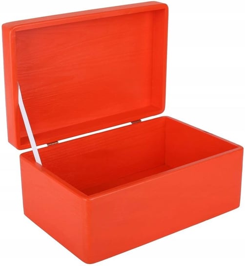 Drewniane pudełko skrzynka z wiekiem, 30x20x14 cm, czerwone, do decoupage dokumentów zabawek narzędzi Creative Deco